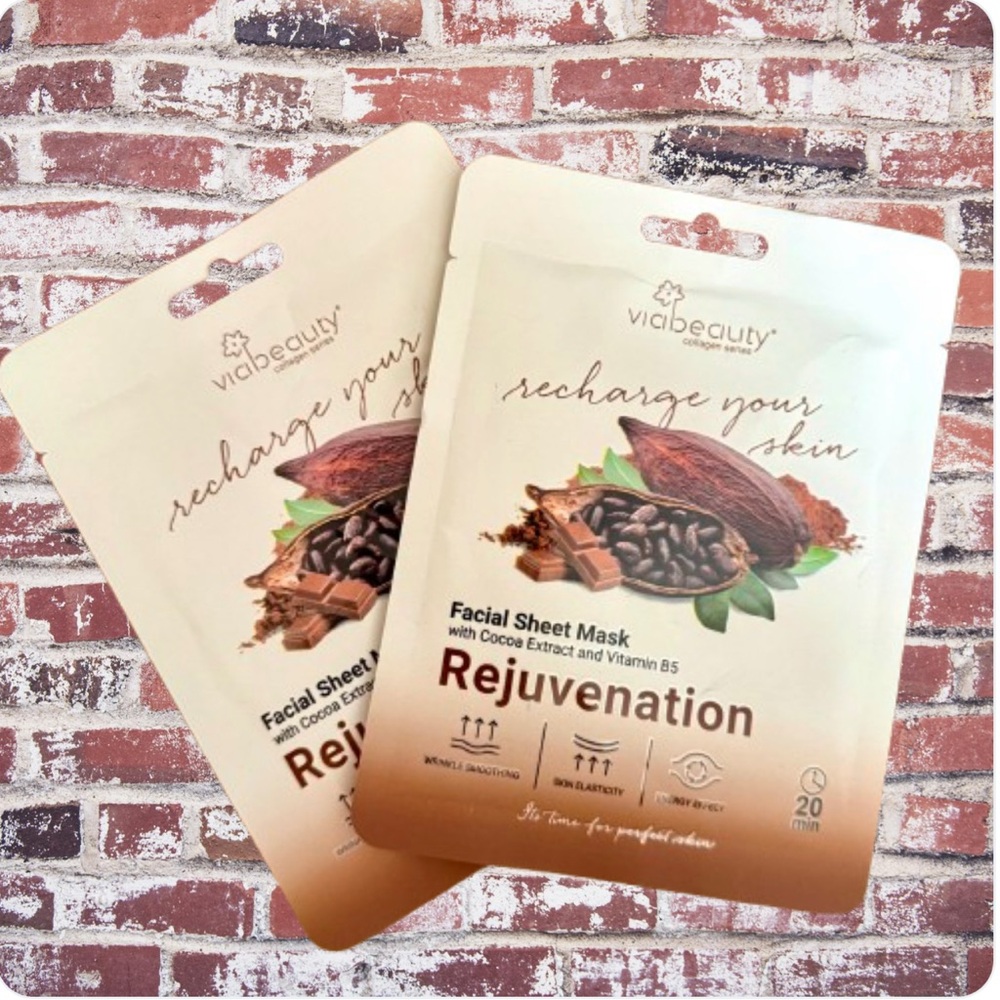 VIABEAUTY MASK 2PK SMOOTH WRINKLE SHEETS✨ COCOA EXTRACTS 🍫 + VITAMIN B5 NWT